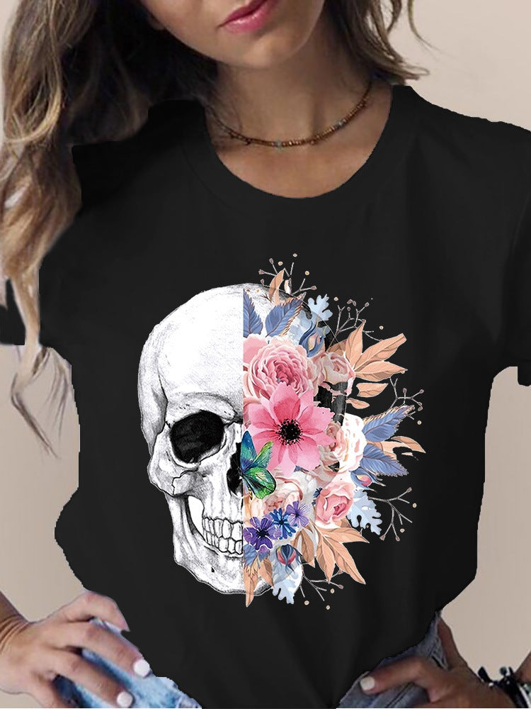Printed Round Neck Short Sleeve T-shirt