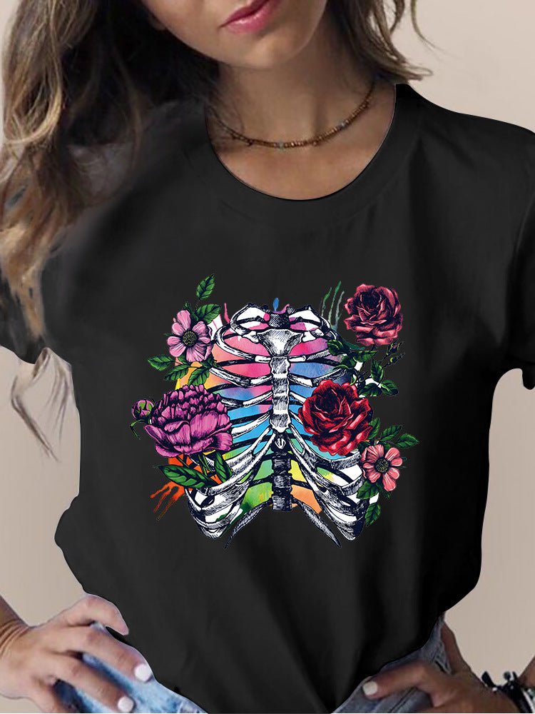 Printed Round Neck Short Sleeve T-shirt