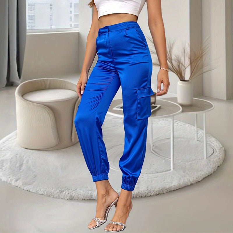 Casual Multi-pocket Cargo Pants Commuting Flattering Straight-leg Trousers