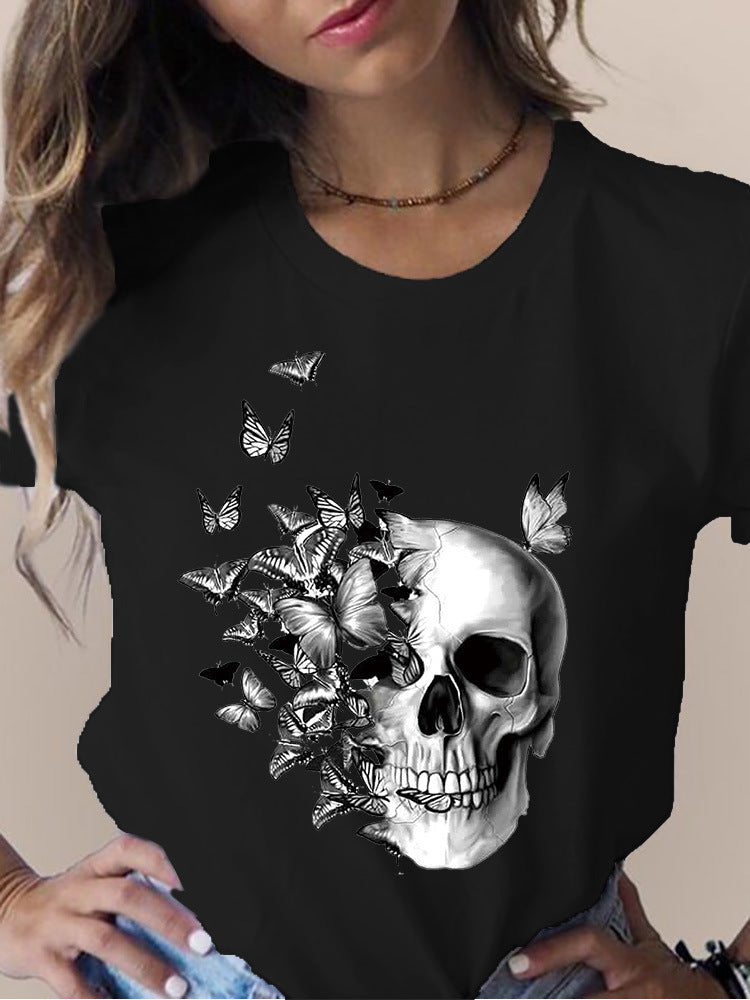 Printed Round Neck Short Sleeve T-shirt