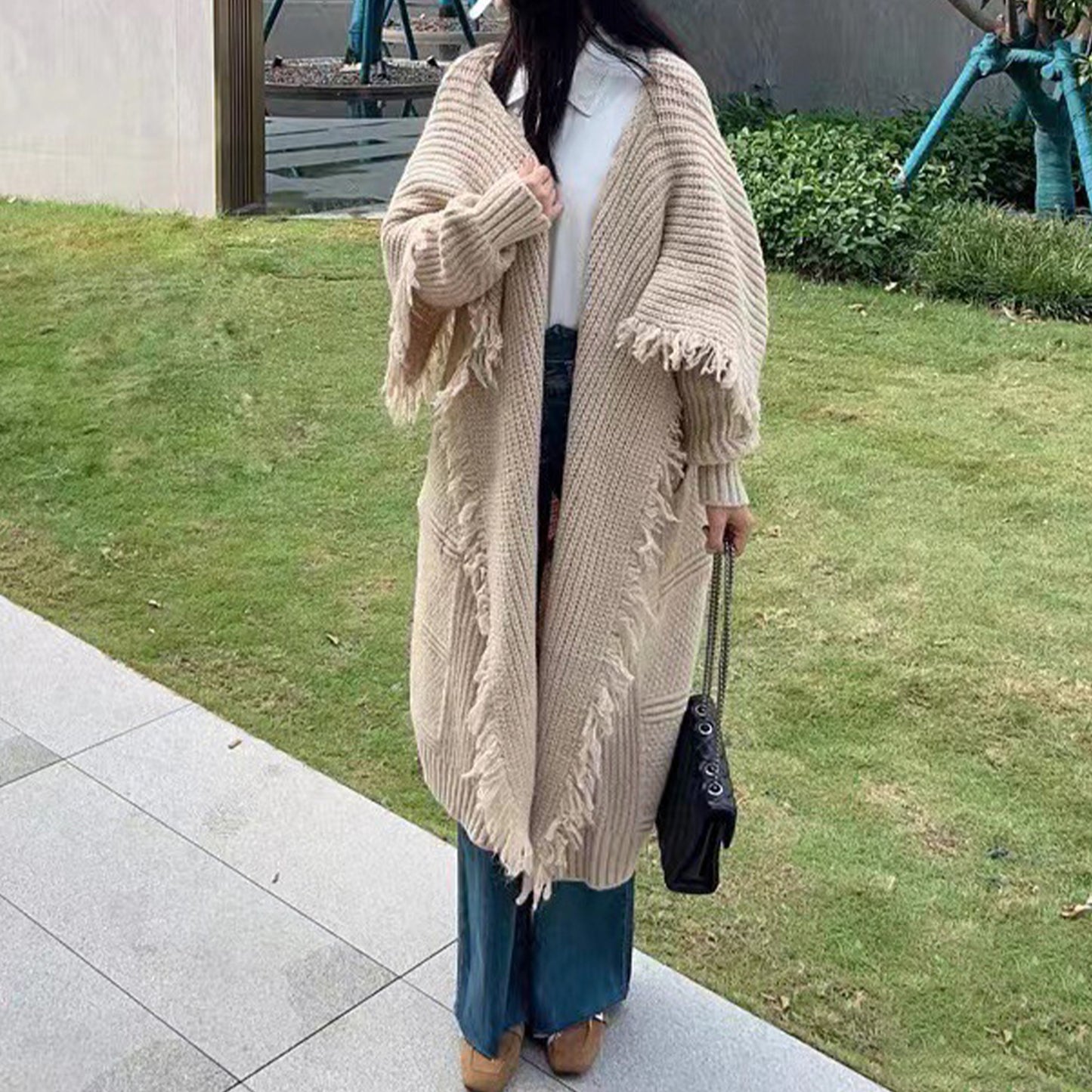 Long Alpaca Wool Sweater Coat, Women's Soft And Waxy Jacket, Hand Knit Sweater Cardigan, Loose Korean Style, Knitwear, Womens Clothing