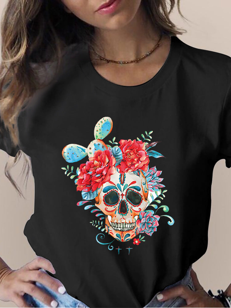 Printed Round Neck Short Sleeve T-shirt
