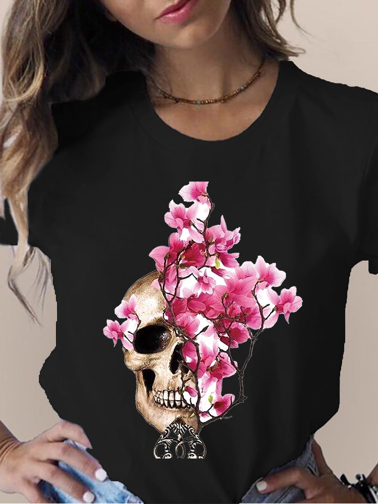 Printed Round Neck Short Sleeve T-shirt