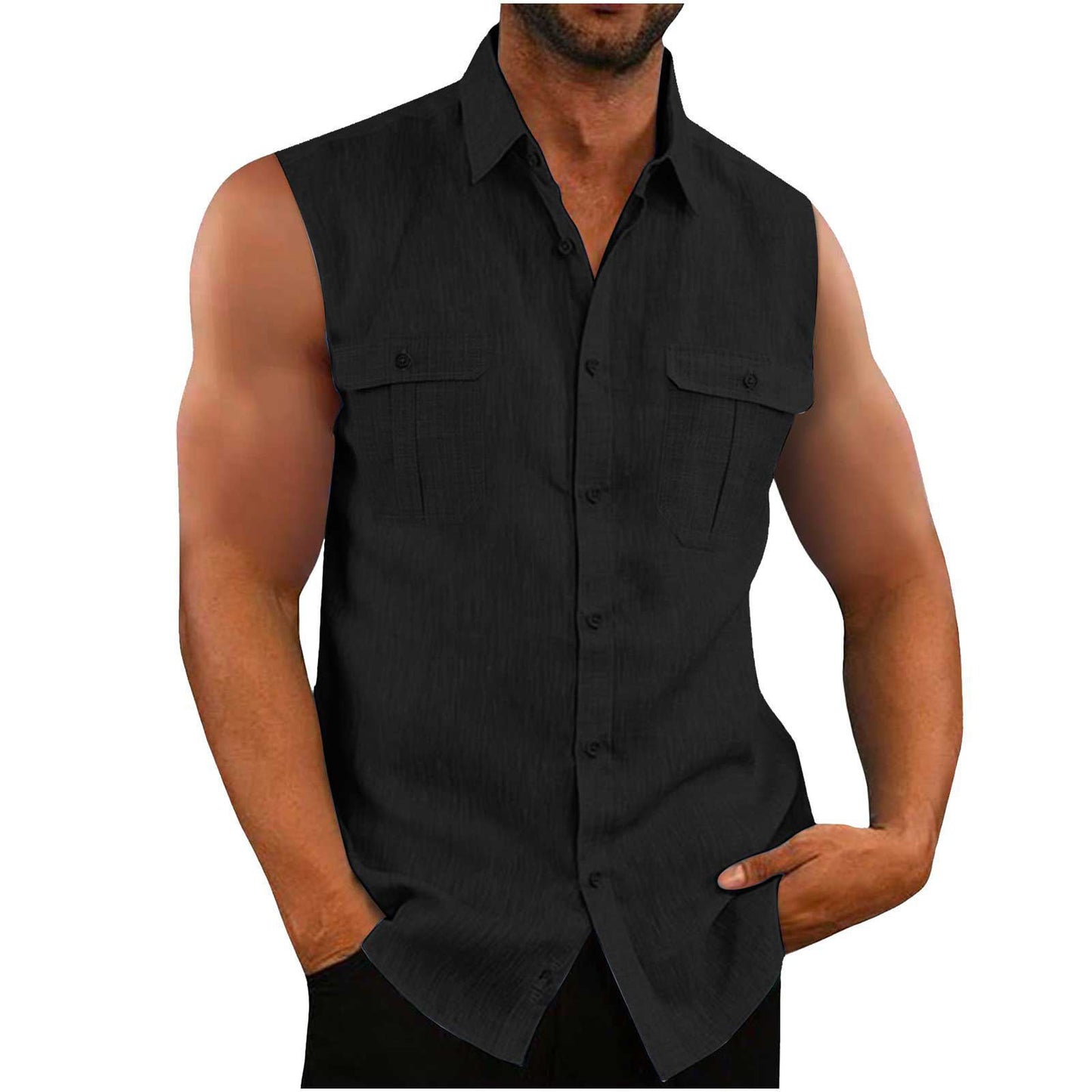 Shirt Double Pocket Cotton And Linen