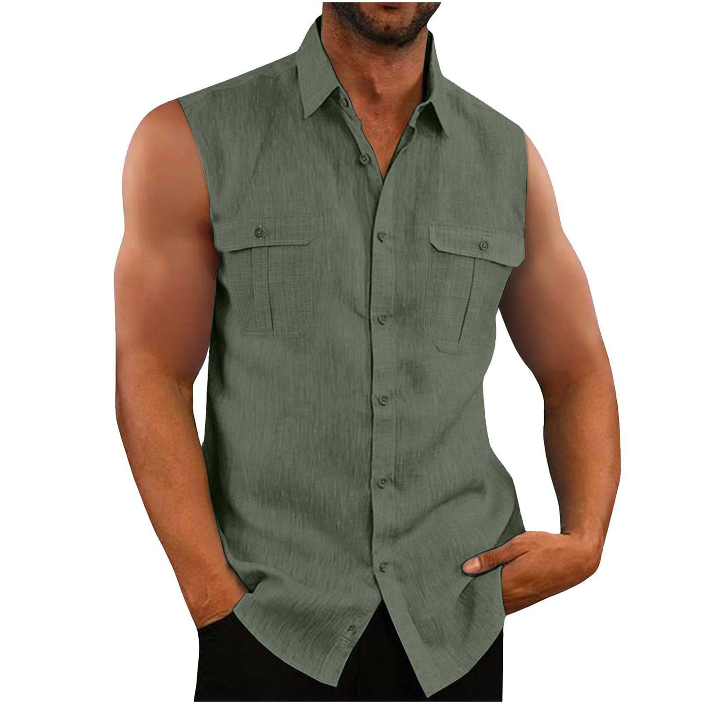 Shirt Double Pocket Cotton And Linen