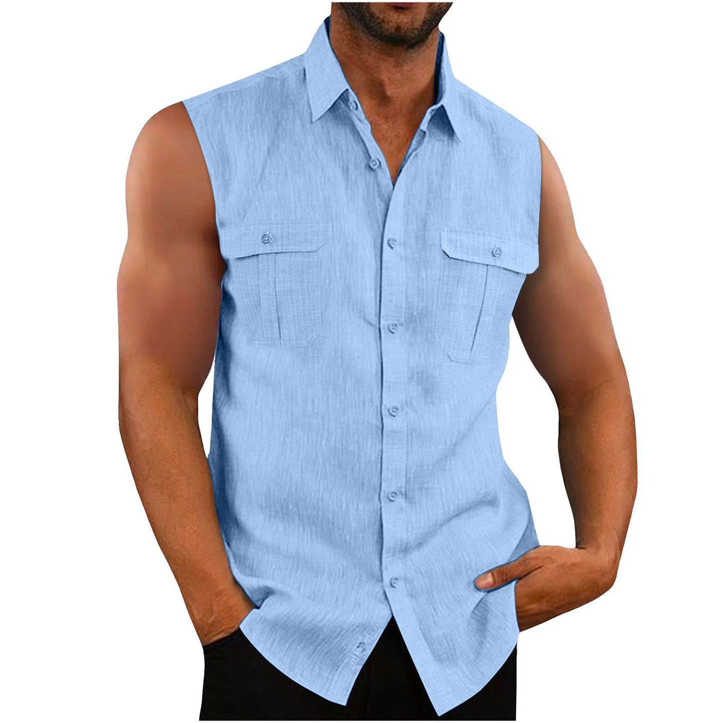 Shirt Double Pocket Cotton And Linen