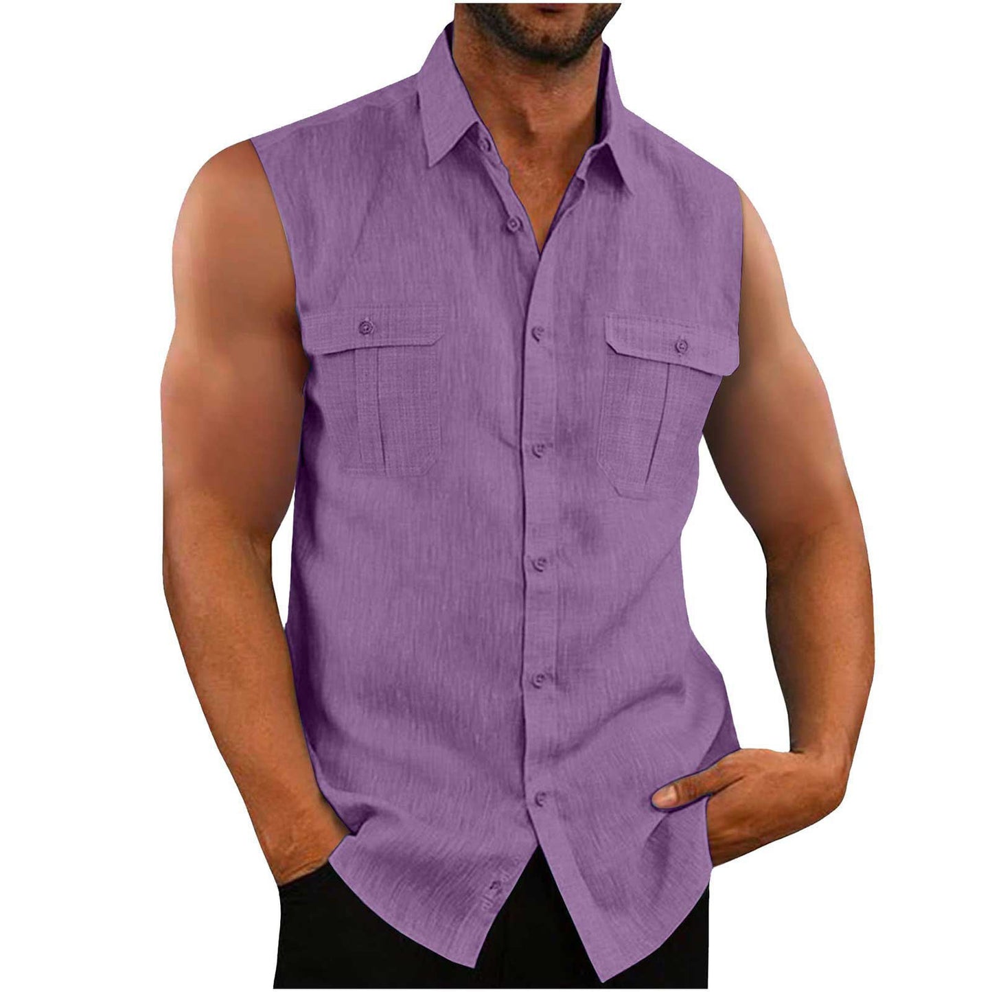 Shirt Double Pocket Cotton And Linen