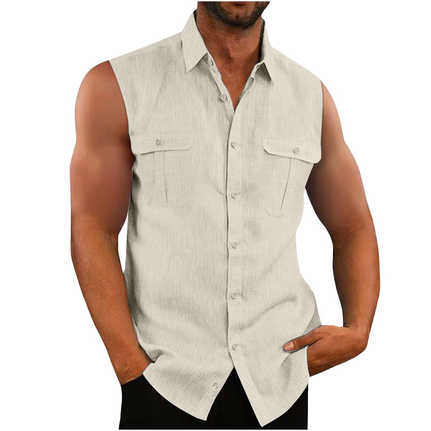 Shirt Double Pocket Cotton And Linen