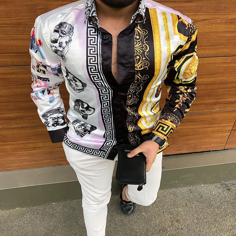 Printed Long Sleeve Slim Fit Shirt