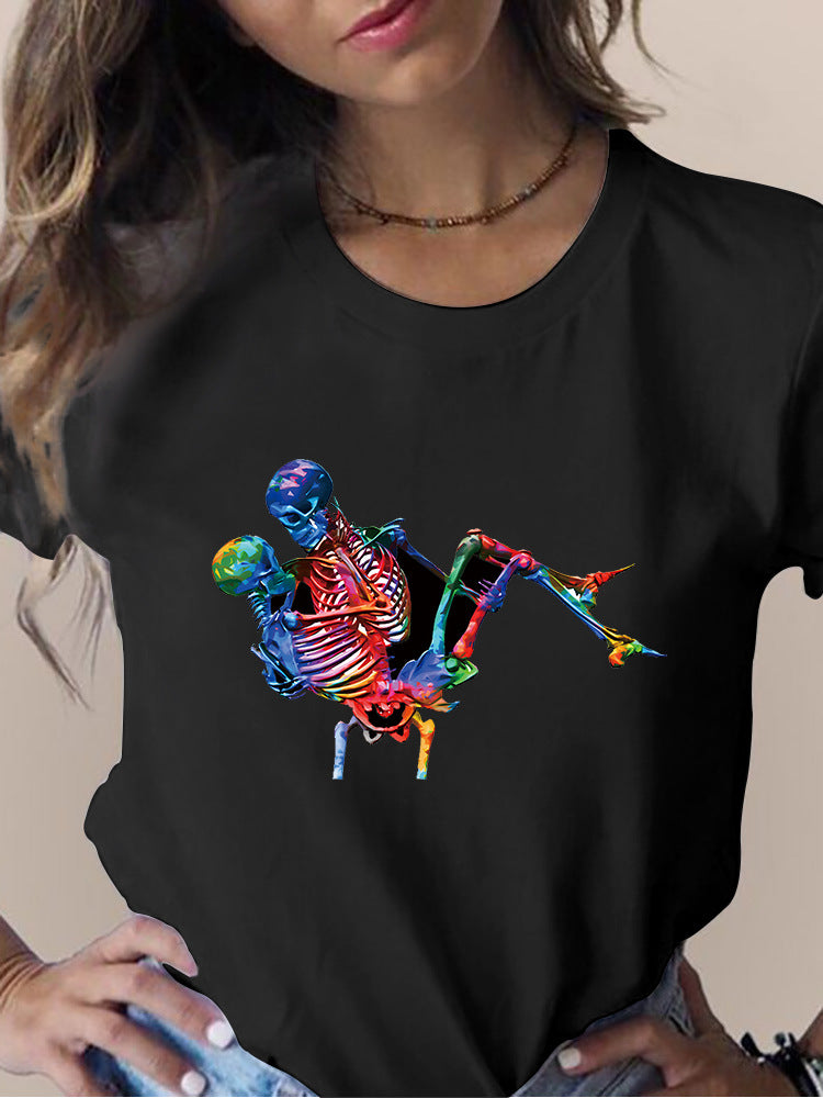 Printed Round Neck Short Sleeve T-shirt