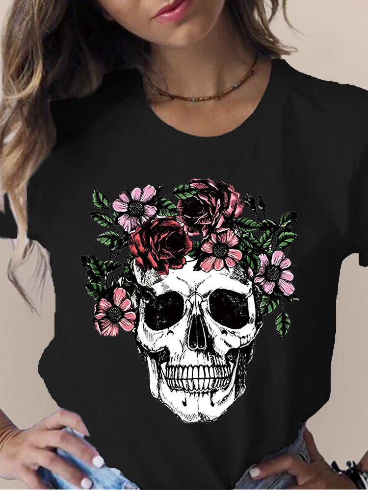 Printed Round Neck Short Sleeve T-shirt