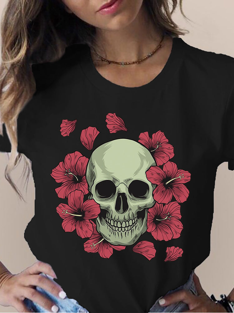 Printed Round Neck Short Sleeve T-shirt