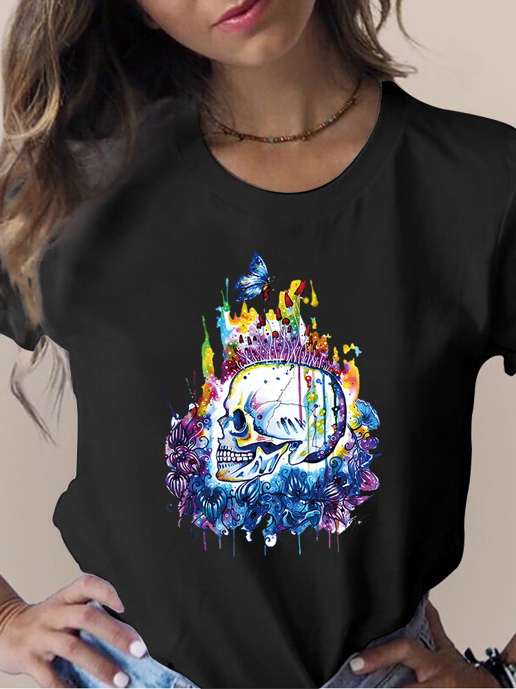 Printed Round Neck Short Sleeve T-shirt