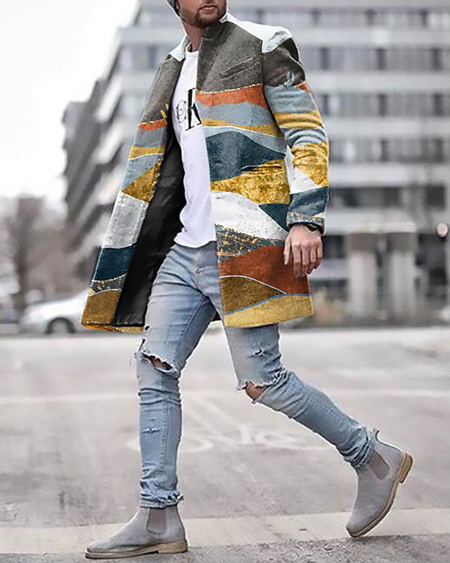 Woolen Coat 3D Digital Printing Fall Lapels
