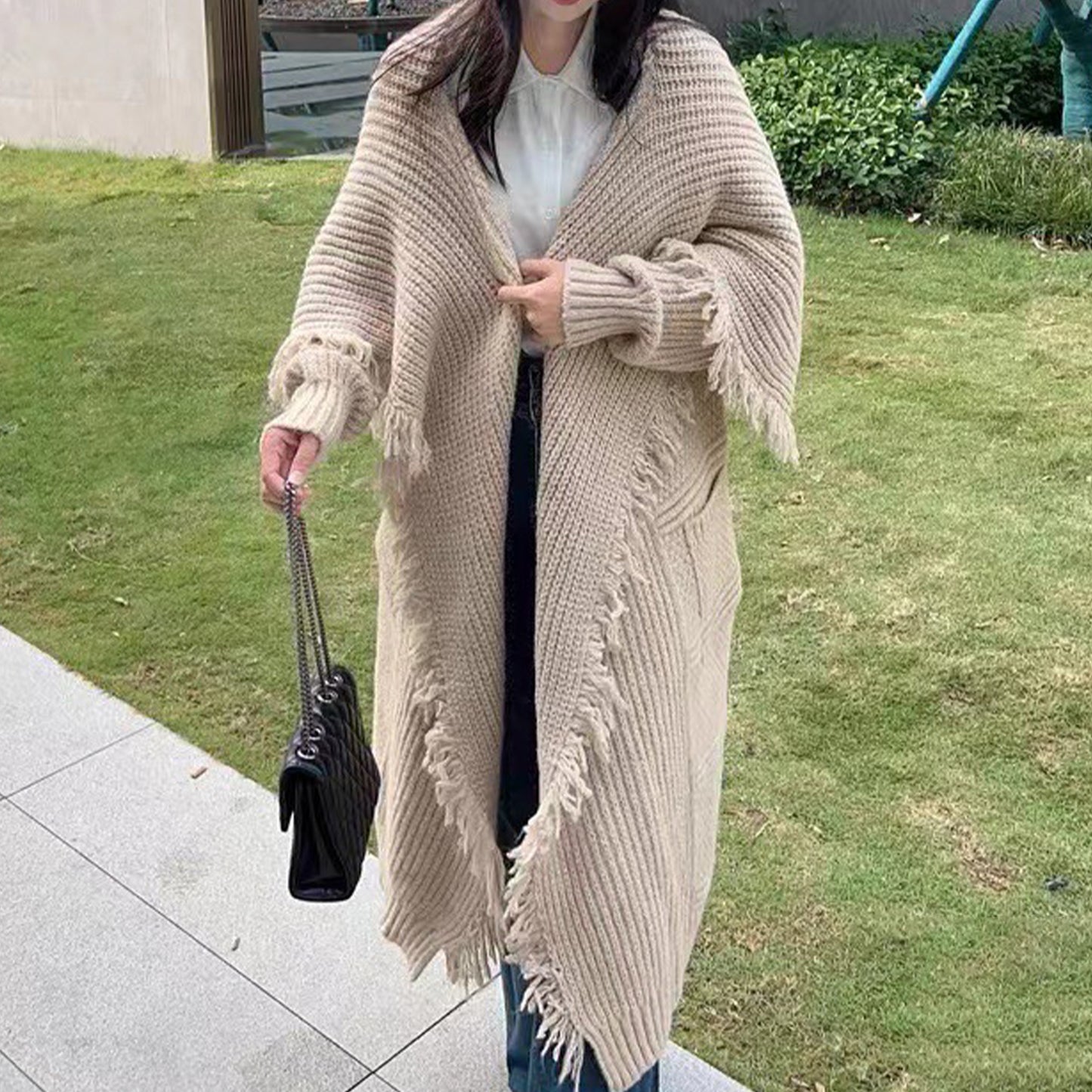 Long Alpaca Wool Sweater Coat, Women's Soft And Waxy Jacket, Hand Knit Sweater Cardigan, Loose Korean Style, Knitwear, Womens Clothing