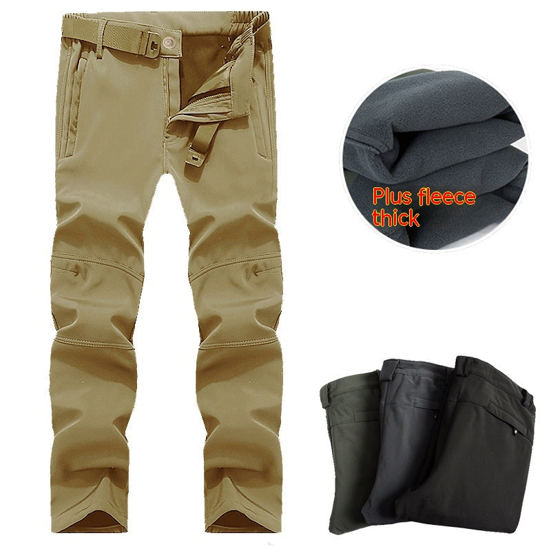Outdoor Soft Shell Tactical Pants Fleece-Lined Climbing Pants