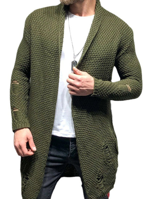 Chaqueta de punto holgada de longitud media de color liso