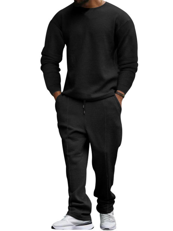 Nuevo traje casual de pantalón de manga larga y cuello redondo para hombre.