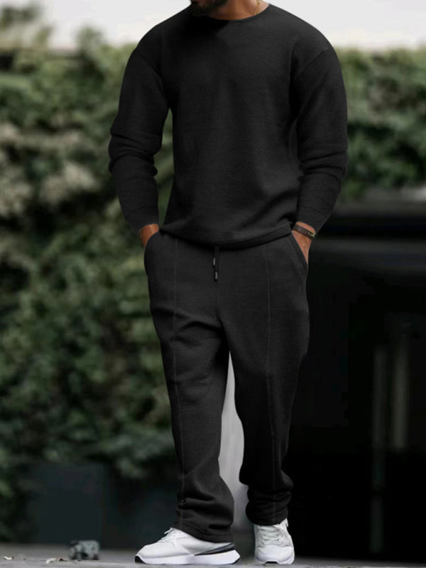 Nuevo traje casual de pantalón de manga larga y cuello redondo para hombre.