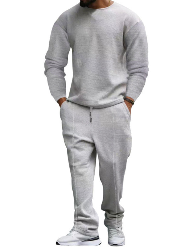 Nuevo traje casual de pantalón de manga larga y cuello redondo para hombre.