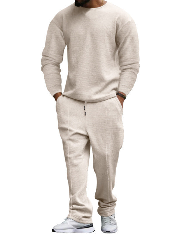 Nuevo traje casual de pantalón de manga larga y cuello redondo para hombre.
