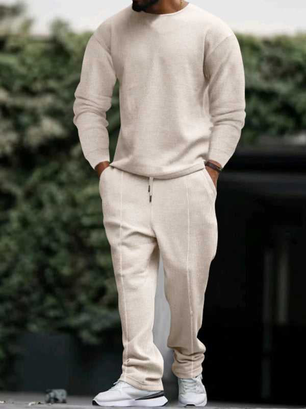 Nuevo traje casual de pantalón de manga larga y cuello redondo para hombre.