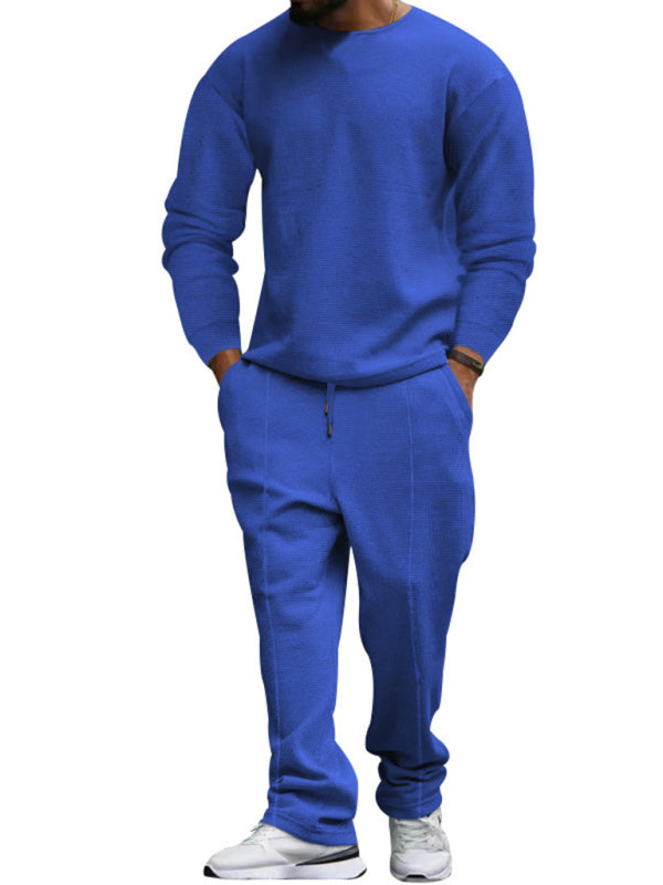 Nuevo traje casual de pantalón de manga larga y cuello redondo para hombre.
