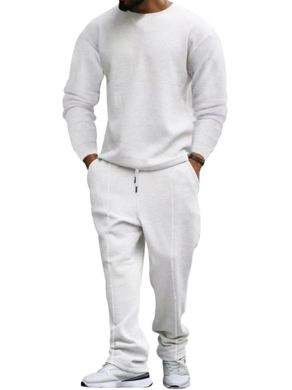 Nuevo traje casual de pantalón de manga larga y cuello redondo para hombre.