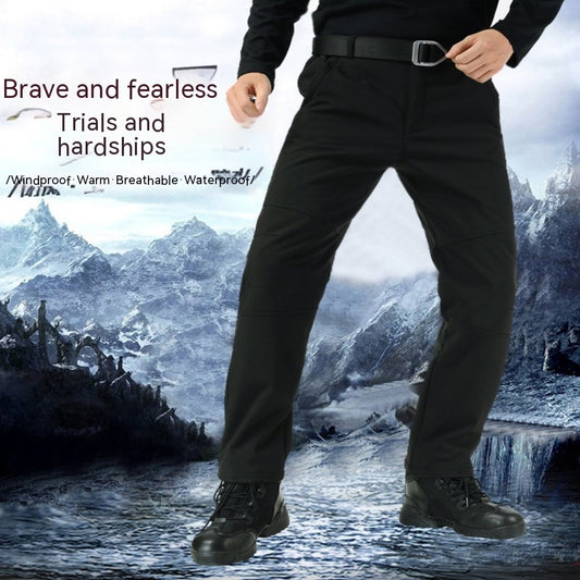 Outdoor Soft Shell Tactical Pants Fleece-Lined Climbing Pants