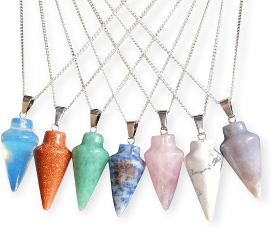 Natural Gemstone Pendulum, Pure 925 Sterling Silver Necklace by Fashion Fusion Emperium