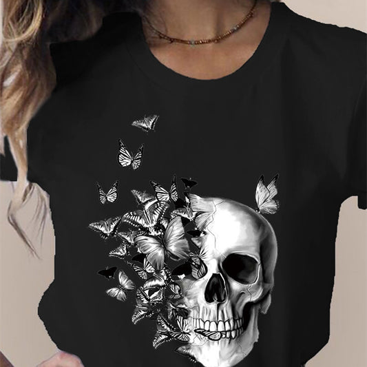 Printed Round Neck Short Sleeve T-shirt