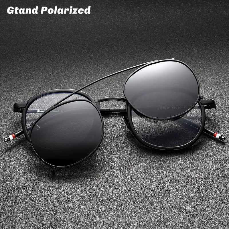Round Metal SteamPunk Style Polarized Clip On Sunglasses Lens Removable
