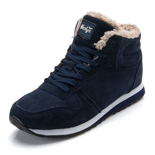 Zapatos de invierno para hombre, zapatos informales de piel cálida con cordones y punta redonda, calzado informal para hombre, calzado aterciopelado para zapatillas de invierno para hombre