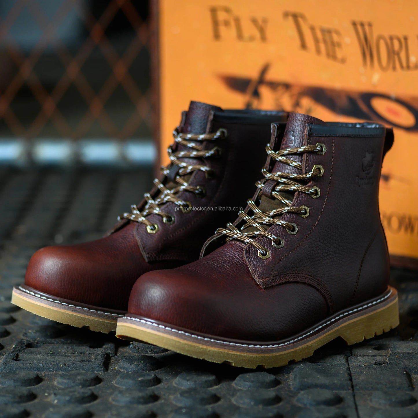 High Quality Goodyear Welt Steel Toe Safety Boots for Men Western Cowboy Style Oil & Work Resistant for Winter & Summer Use by Fashion Fusion Emperium