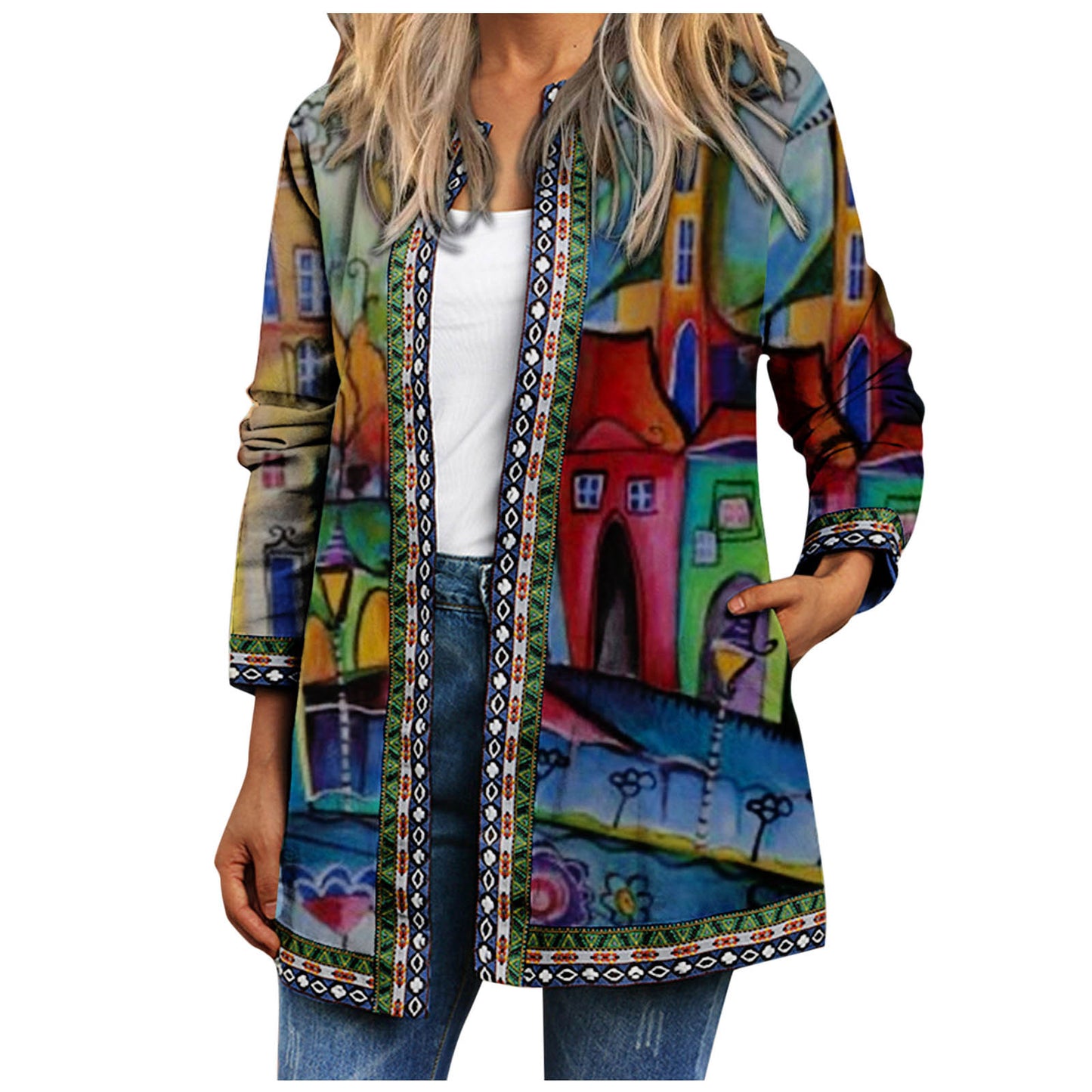 Printed Long-sleeved Coat Cardigan