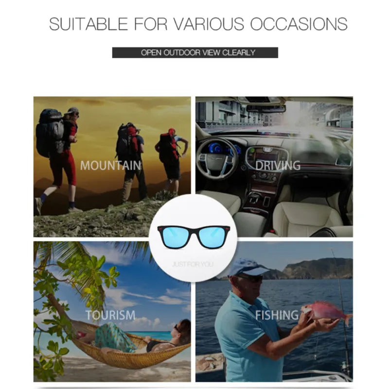 Gafas de sol polarizadas clásicas de moda para hombres y mujeres, gafas de sol cuadradas antideslumbrantes, gafas de sol para viajes, pesca y ciclismo UV400 