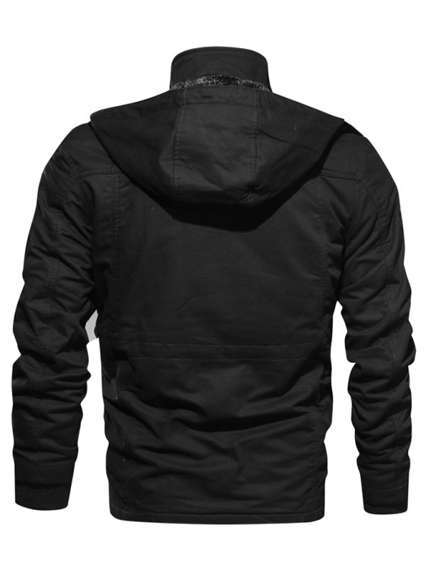 Chaqueta para hombre juvenil con parte superior de algodón con capucha y cuello alto suelto de longitud media para hombre 