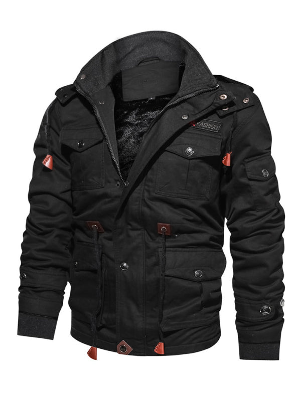 Chaqueta para hombre juvenil con parte superior de algodón con capucha y cuello alto suelto de longitud media para hombre 