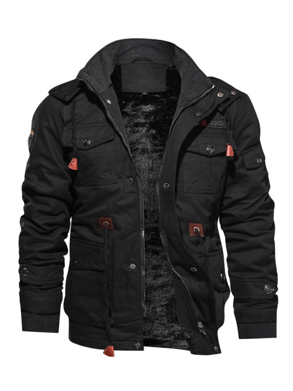 Chaqueta para hombre juvenil con parte superior de algodón con capucha y cuello alto suelto de longitud media para hombre 