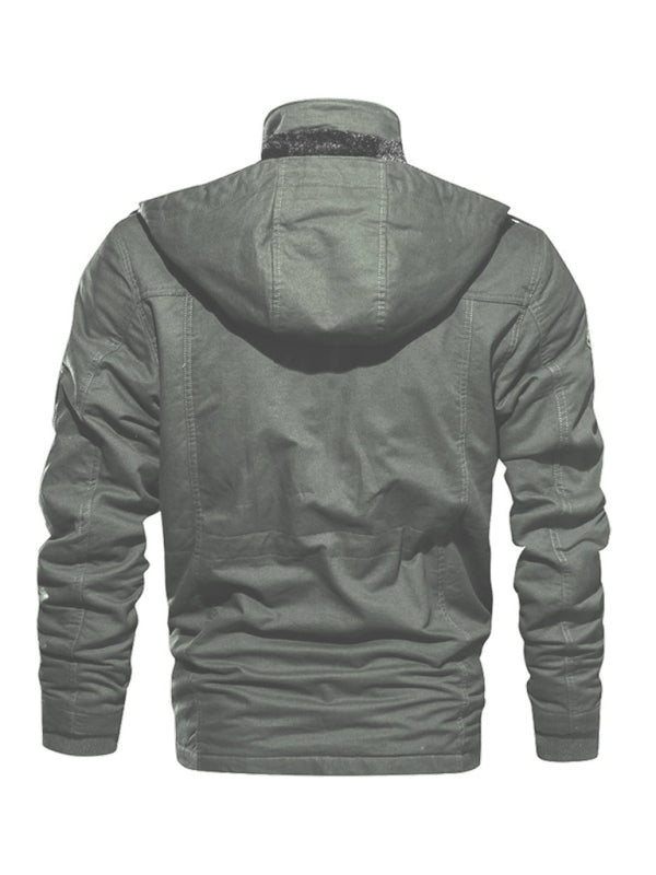 Chaqueta para hombre juvenil con parte superior de algodón con capucha y cuello alto suelto de longitud media para hombre 