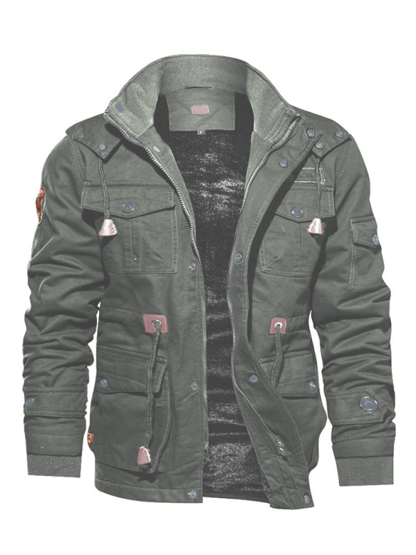 Chaqueta para hombre juvenil con parte superior de algodón con capucha y cuello alto suelto de longitud media para hombre 