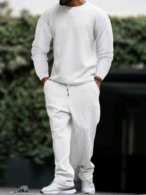 Nuevo traje casual de pantalón de manga larga y cuello redondo para hombre. 